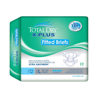 BRIEF, FITTED TOTALDRY X-PLUS LG (12/BG 4BG/CS)