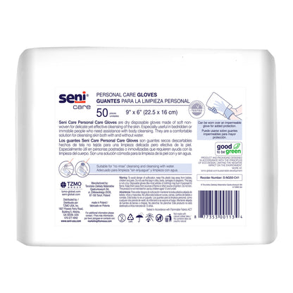 GLOVE, CLEANSING SENI CARE 9"X6" (50/PK 12 PK/CS)