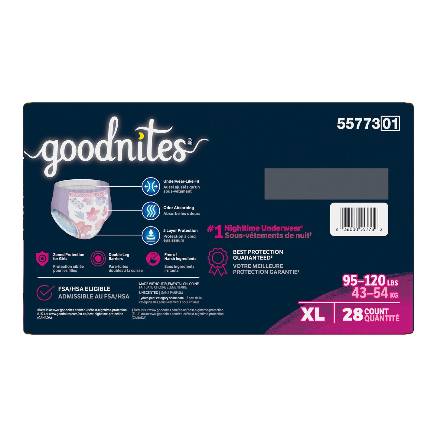 UNDERWEAR, GOODNITES YTH GIRL XLG (28/CS)