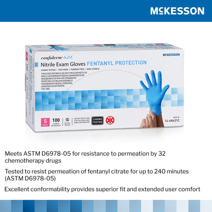 GLOVE, EXAM NITRL P/F SM N/S CHEMO 6.8C (100/BX 10BX/CS)