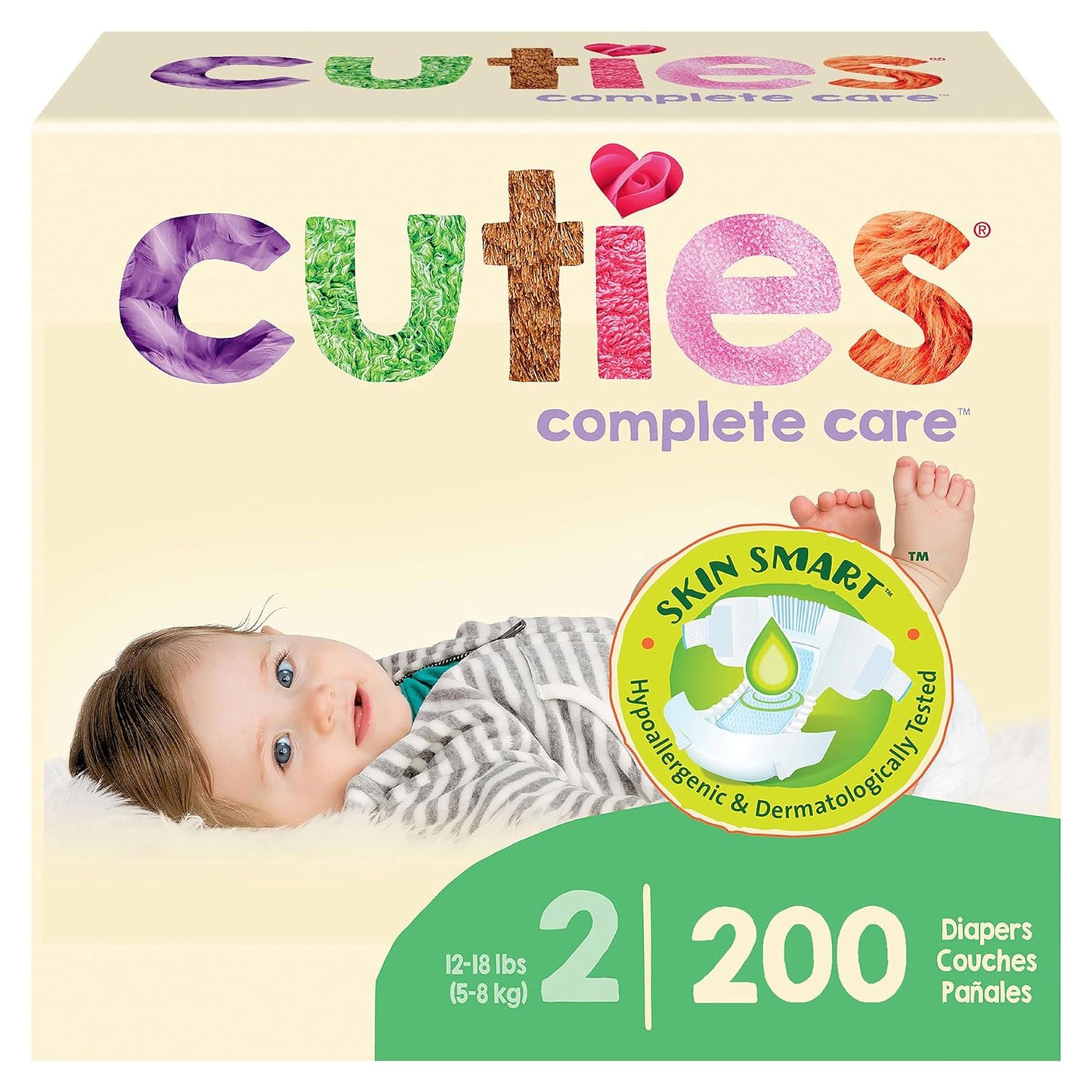 DIAPER, BABY CUTIES 12-18LBS SZ 2 (25/PK 8PK/CS)