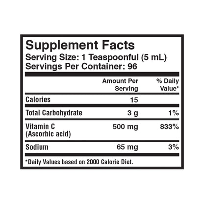VITAMIN C, LIQ 500MG 16OZ (12/CS)