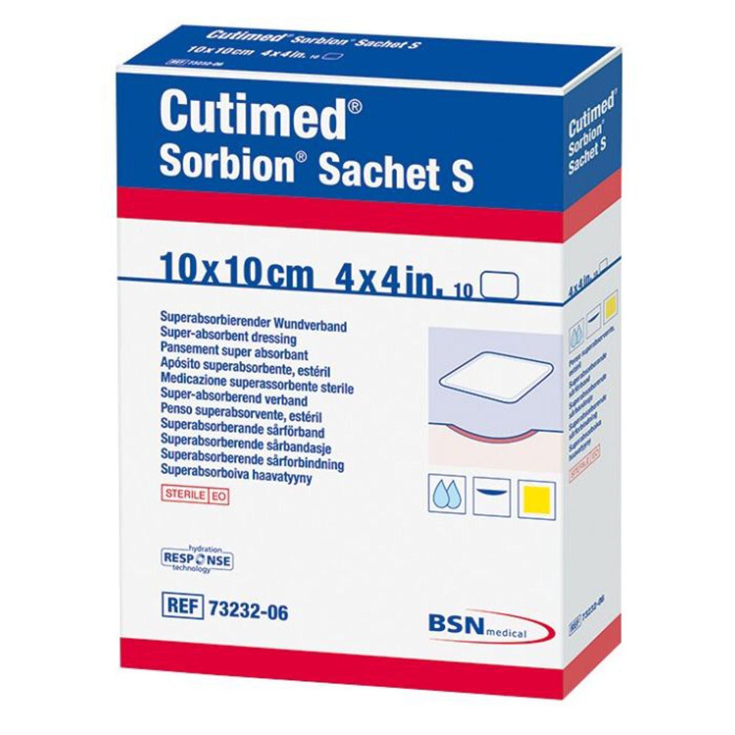 DRESSING, SORBION SACHET 4"X4"(10/BX) ALIQUA