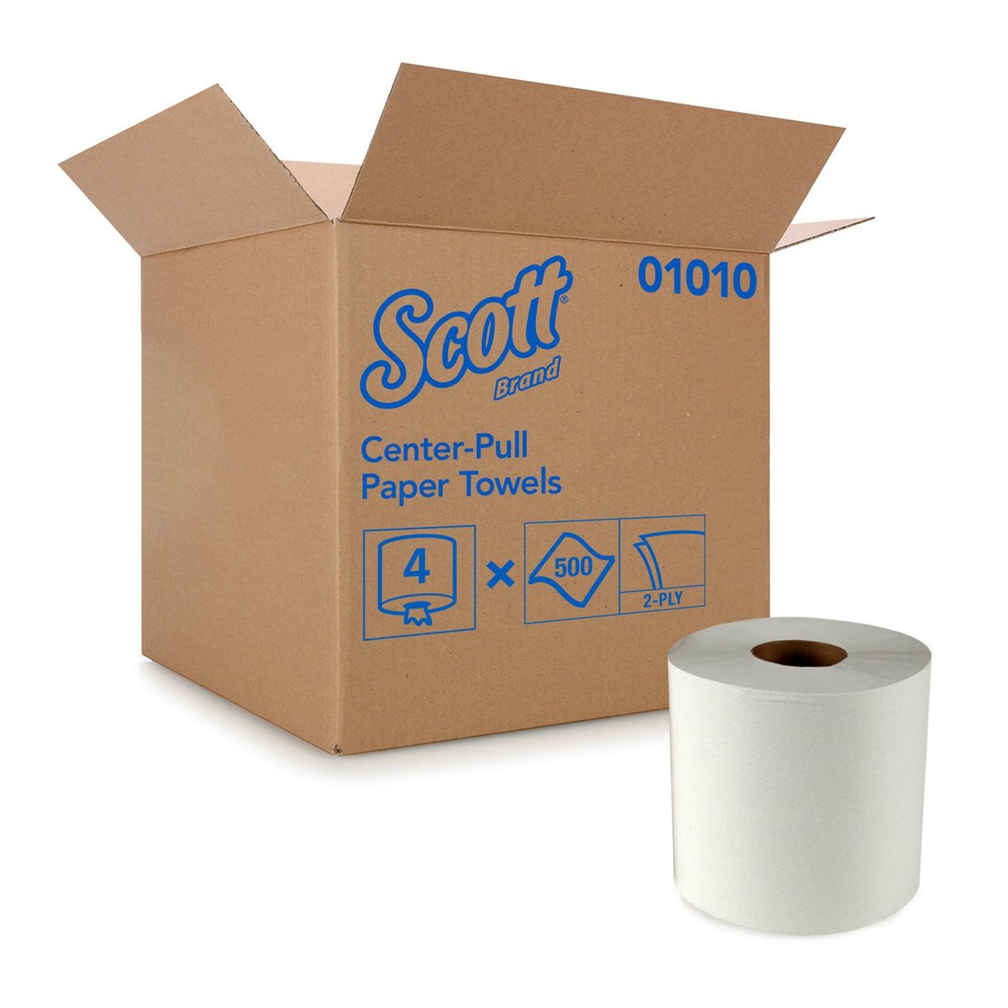 TOWEL, PAPER SCOTT HND 2PLY CTR PULL WHT (500/RL 4RL/CS)