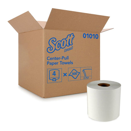 TOWEL, PAPER SCOTT HND 2PLY CTR PULL WHT (500/RL 4RL/CS)