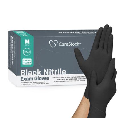 GLOVE, EXAM NTRL MD N/S CHEMO LDC BLK (250/BX 10BX/CS)