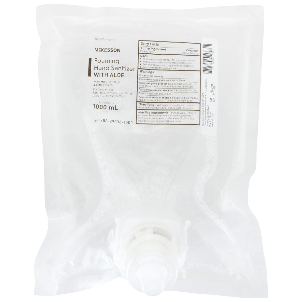 SANITIZER, FOAM ALOE 1000ML (4/CS)