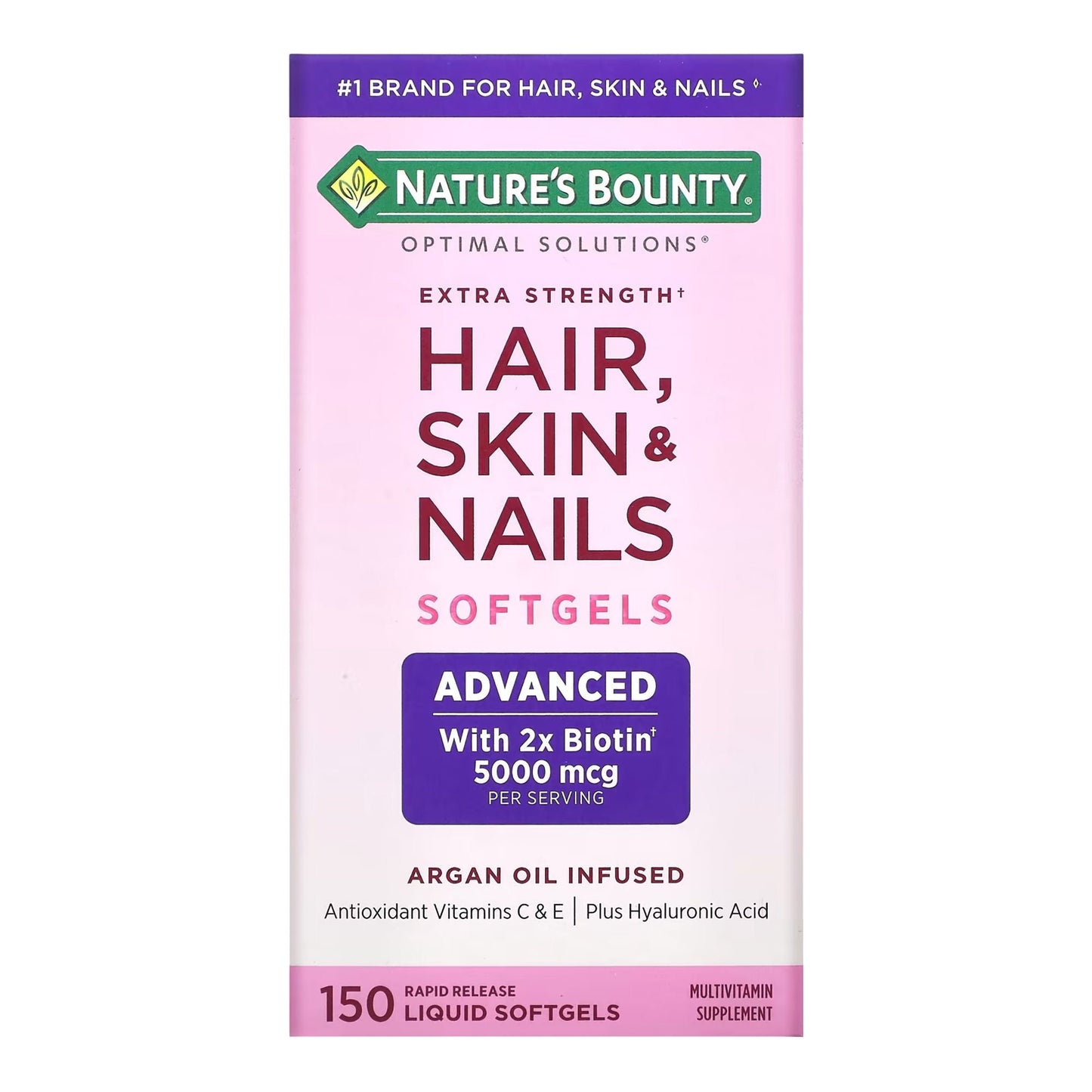 HAIR/SKIN/NAILS, CAP SGEL NATURES BOUNTY XS (150/BT)