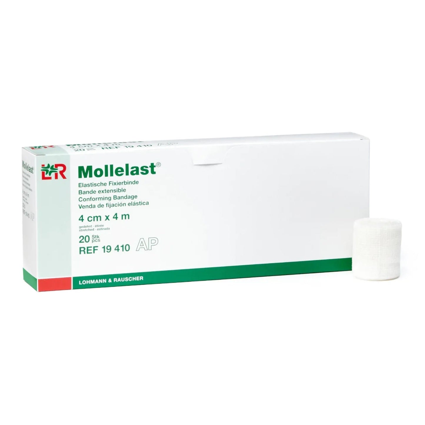 BANDAGE, ELAST MOLLELAST WHT LF 4CMX4CM (20RL/PK)
