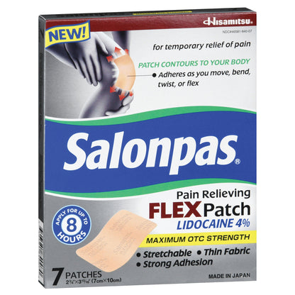 SALONPAS, PATCH LIDOCAINE FLEX(7/EA 5/PK 8PK/CS)