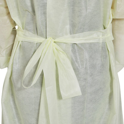 GOWN, ISO AAMI LVL2 NECK/WAISTTIE YLW XLG (10/BG 10BG/CS)