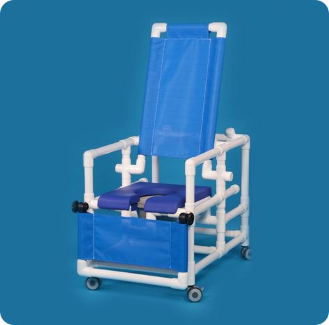 CHAIR/COMMODE, SHOWER RECLINING DLX BLU D/S