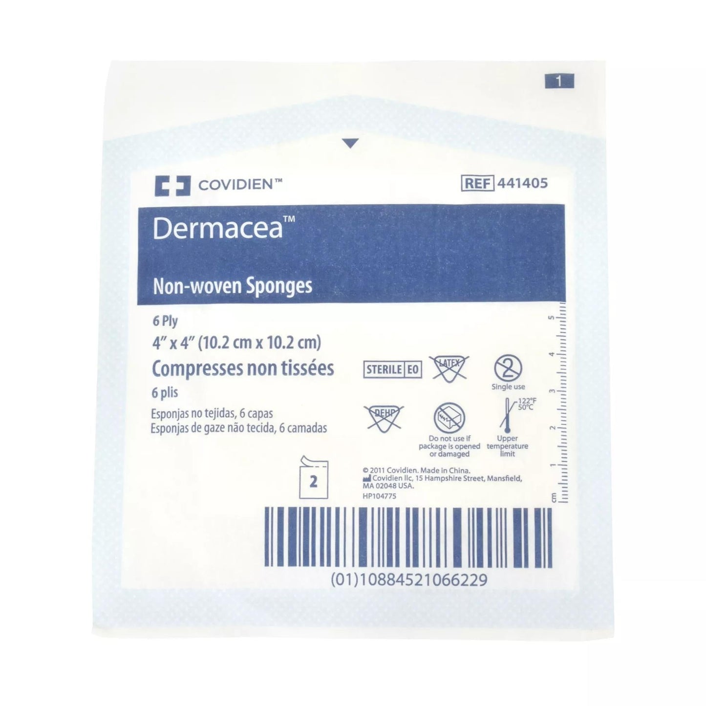 SPONGE, GZE DERMACEA N/WOVN 6PLY 4"X4" 2CT (25/PK 12PK/CS)