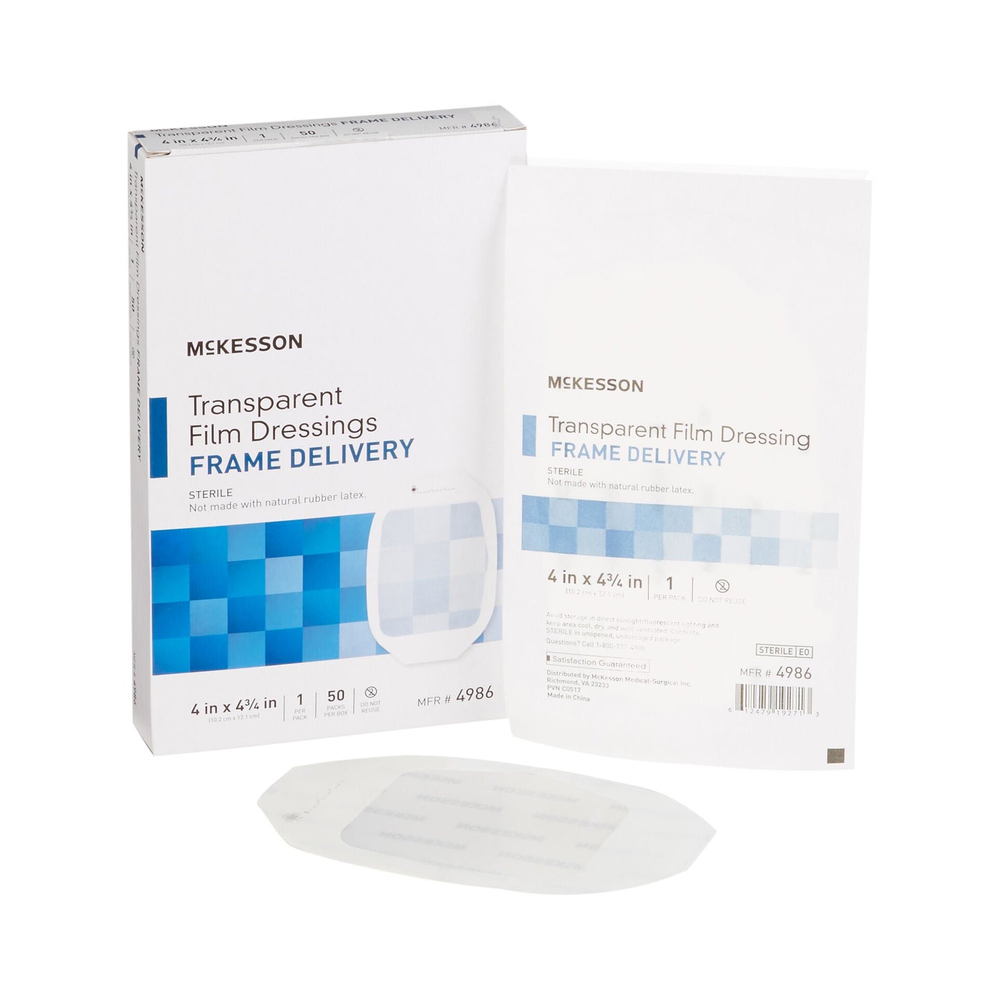 DRESSING, FILM TRANS W/FRM DELSTR 4"X4 3/4" (50/BX)