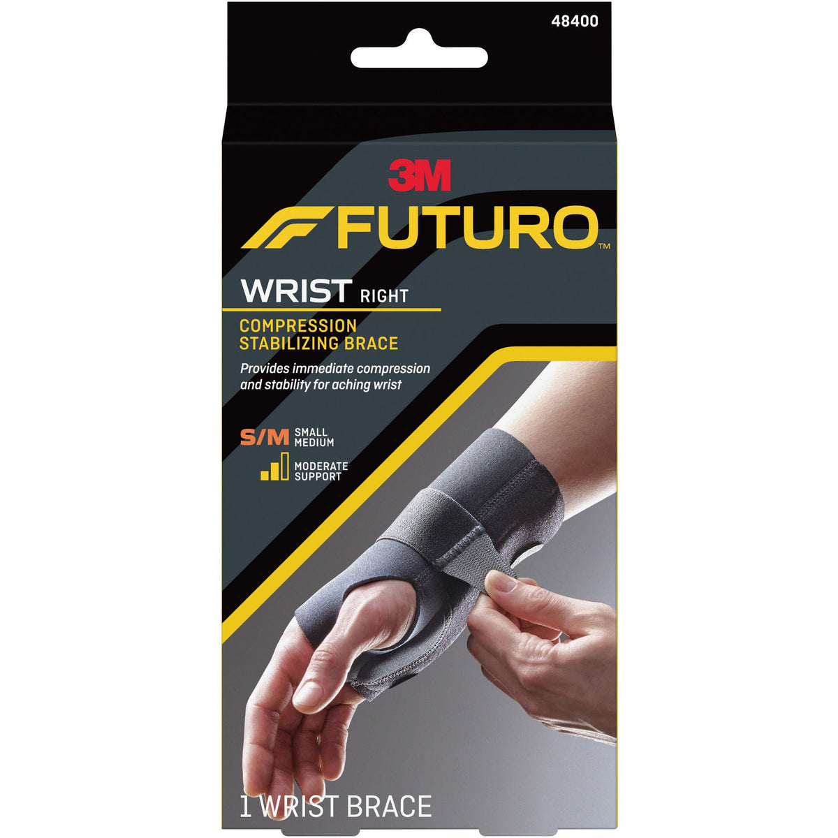 WRIST SUPPORT, COMPRESSION RT HND SM/MED (12/CS) 3M