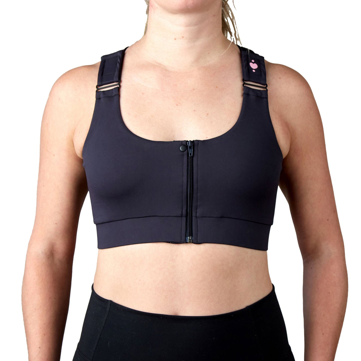 BRA, PST-OP SHIRL W/DBL ZIP FRNT CLSR STRAP BLK XLG (36/CS)