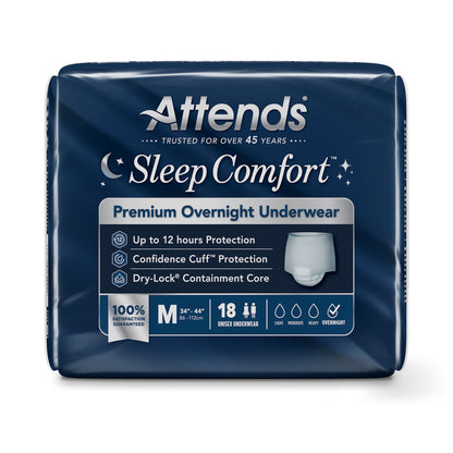 UNDERWEAR, INCONT SLEEP CMFRT PREM OVRNGHT MED (18/BG 4BG/CS