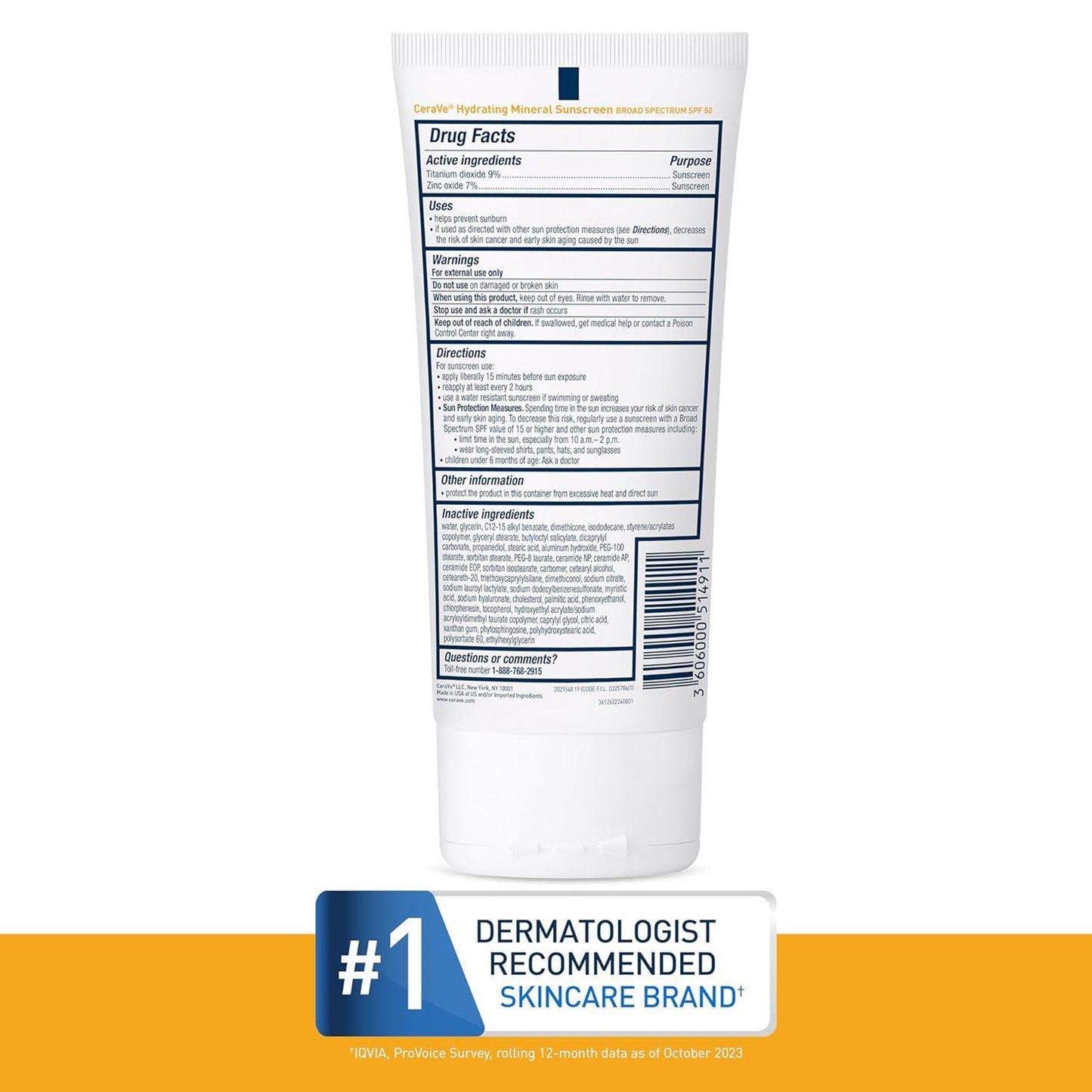 CERAVE, LOTION SUN BODY SPF50 5OZ