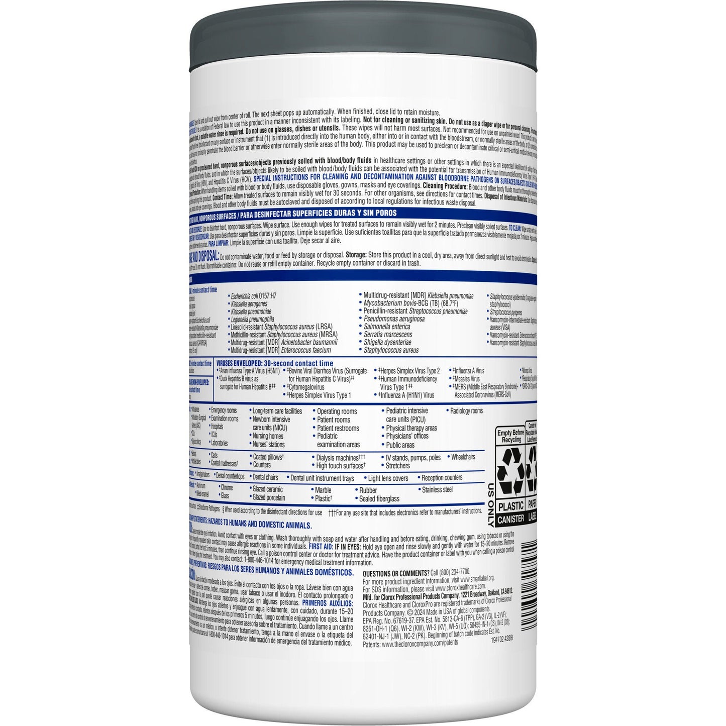 WIPE, DISINFECTANT VERSASURE ALCOHOL FREE (85/CT 6CT/CS)
