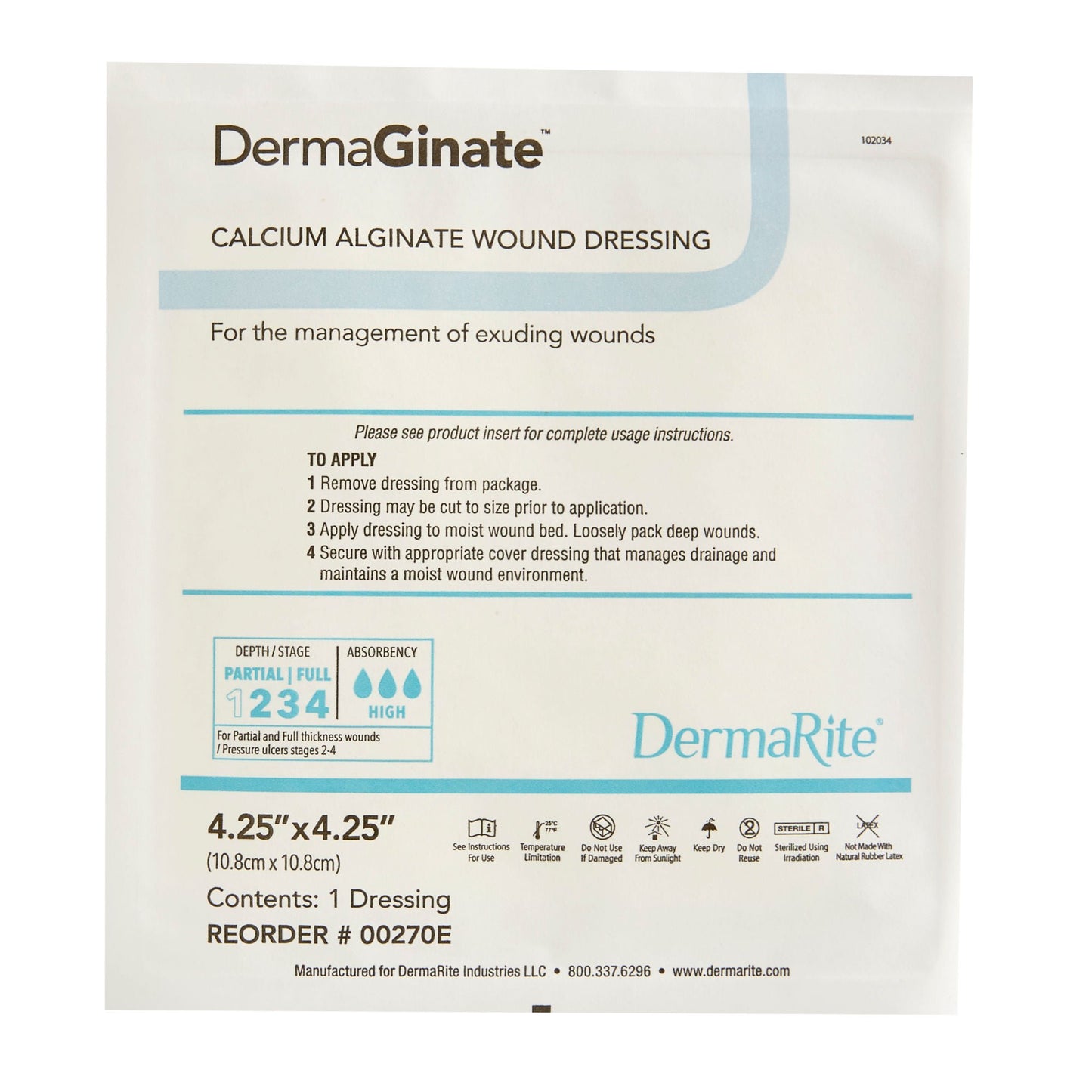 DRESSING, DERMAGINATE 4.25"X4.25" (10/BX)