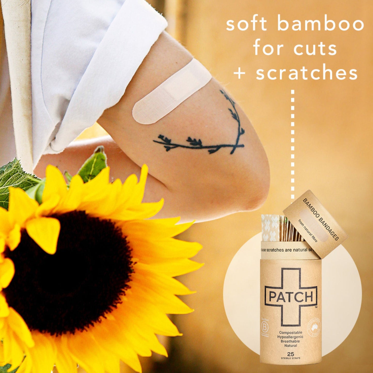 BANDAGE, ADH PATCH NAT BAMBOO (25/TU 3TU/BX 8BX/CS)