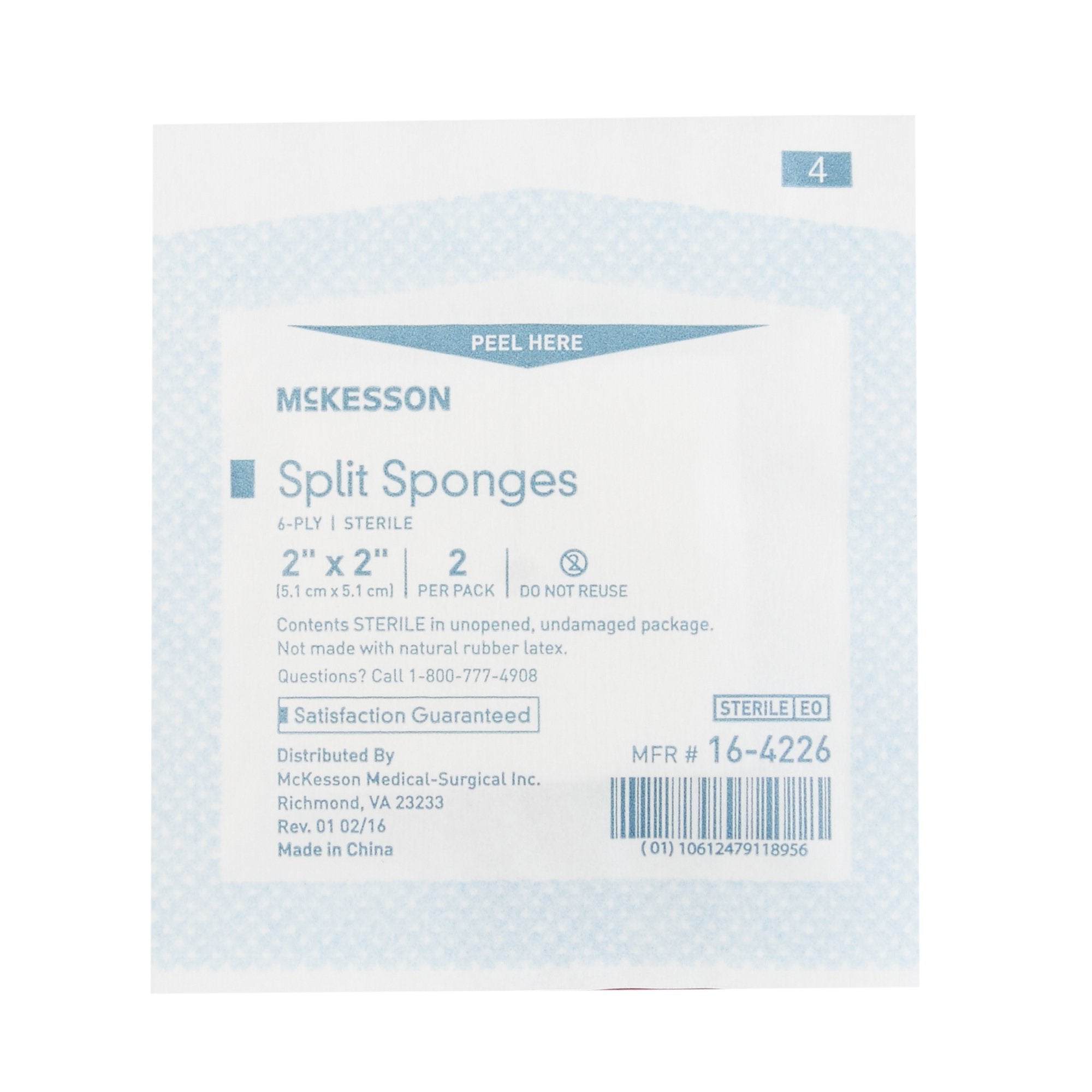 McKesson IV/Drain Split Dressing, 2 x 2 Inch