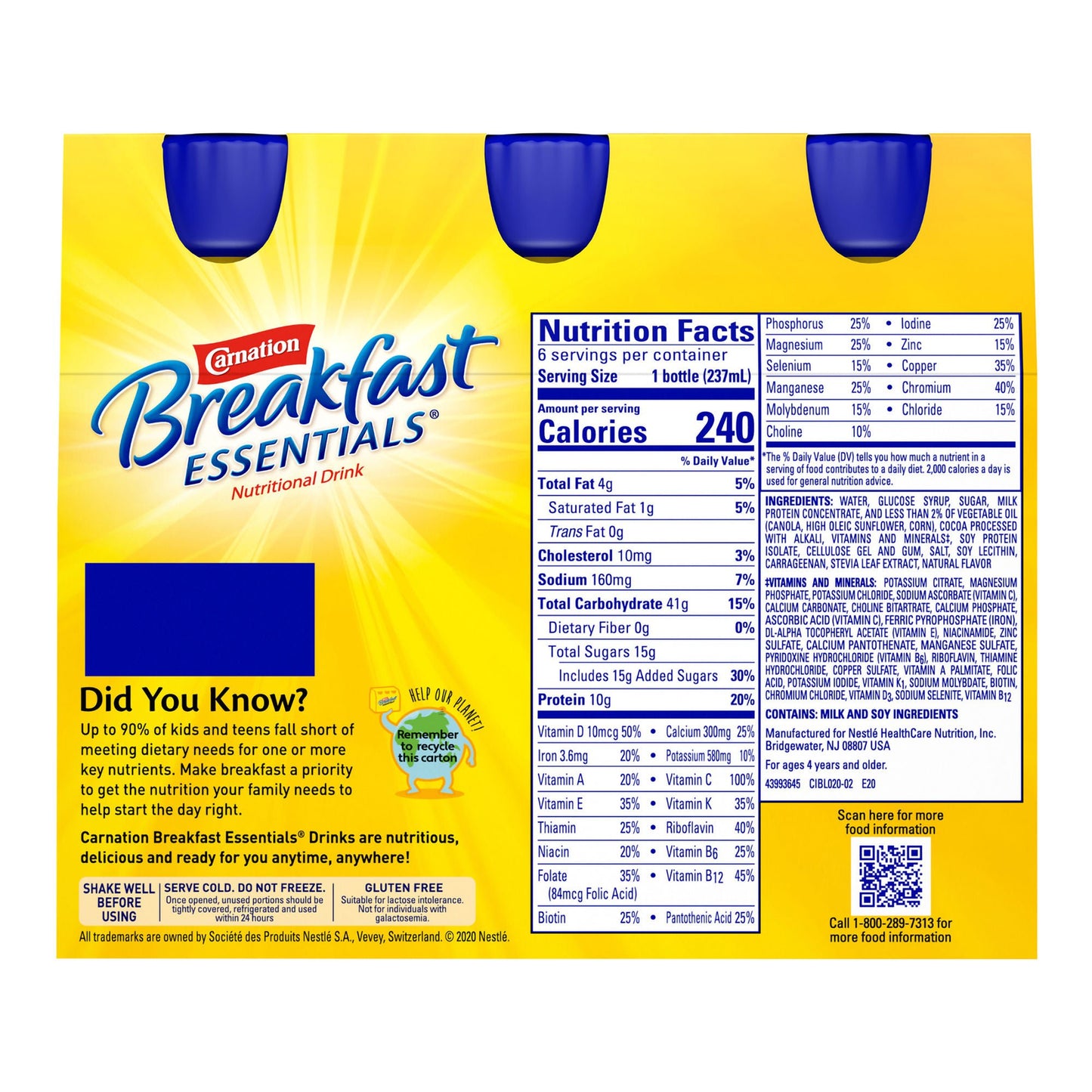 CARNATION, RTD BREAKFAST ESSENTIALS ORIG CHOC 8OZ (24/CS)