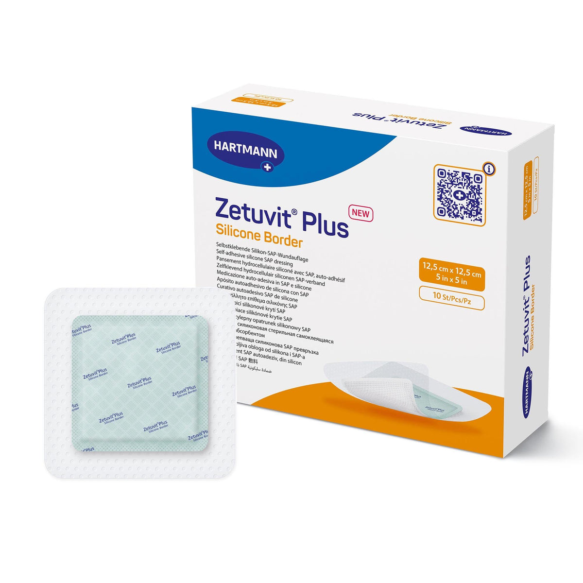 DRESSING, WND ZETUVIT + SAP BRDR SIL ADH 5"X5" (10/BX)
