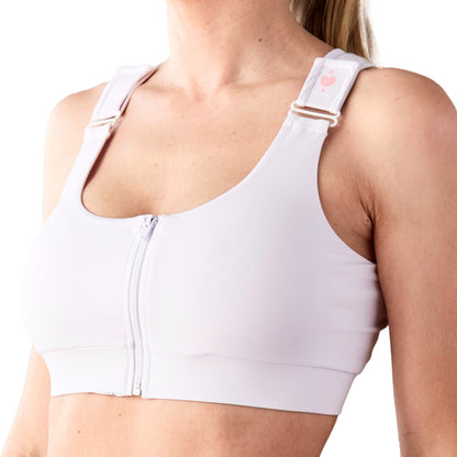 BRA, PST-OP SHIRL W/DBL ZIP FRNT CLSR STRAP WHT XLG (36/CS)