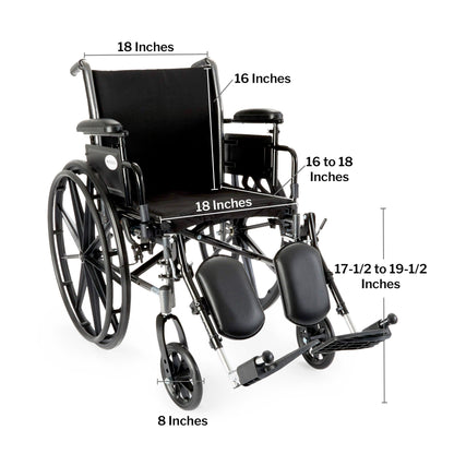 WHEELCHAIR, LIGHTWEIGHT CRUISER III 18" 300LB CAP