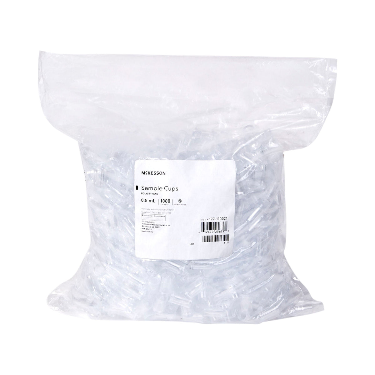 CUP, SAMPLE POLYSTYRENE .5ML (1000/BG 10BG/CS)