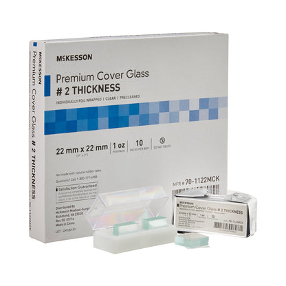 COVER GLASS, #2 PREMIUM 22X22MM (10PK/BX)