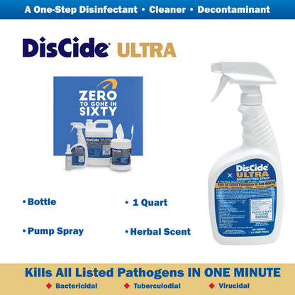 DISINFECTANT, ULTRA DISCIDE SPRAY 4NOZZLE 4 QT (12EA MIN)