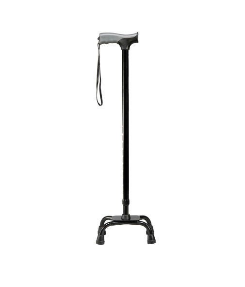 CANE, QUAD W/WRISTLET SOFT GRIP BLK