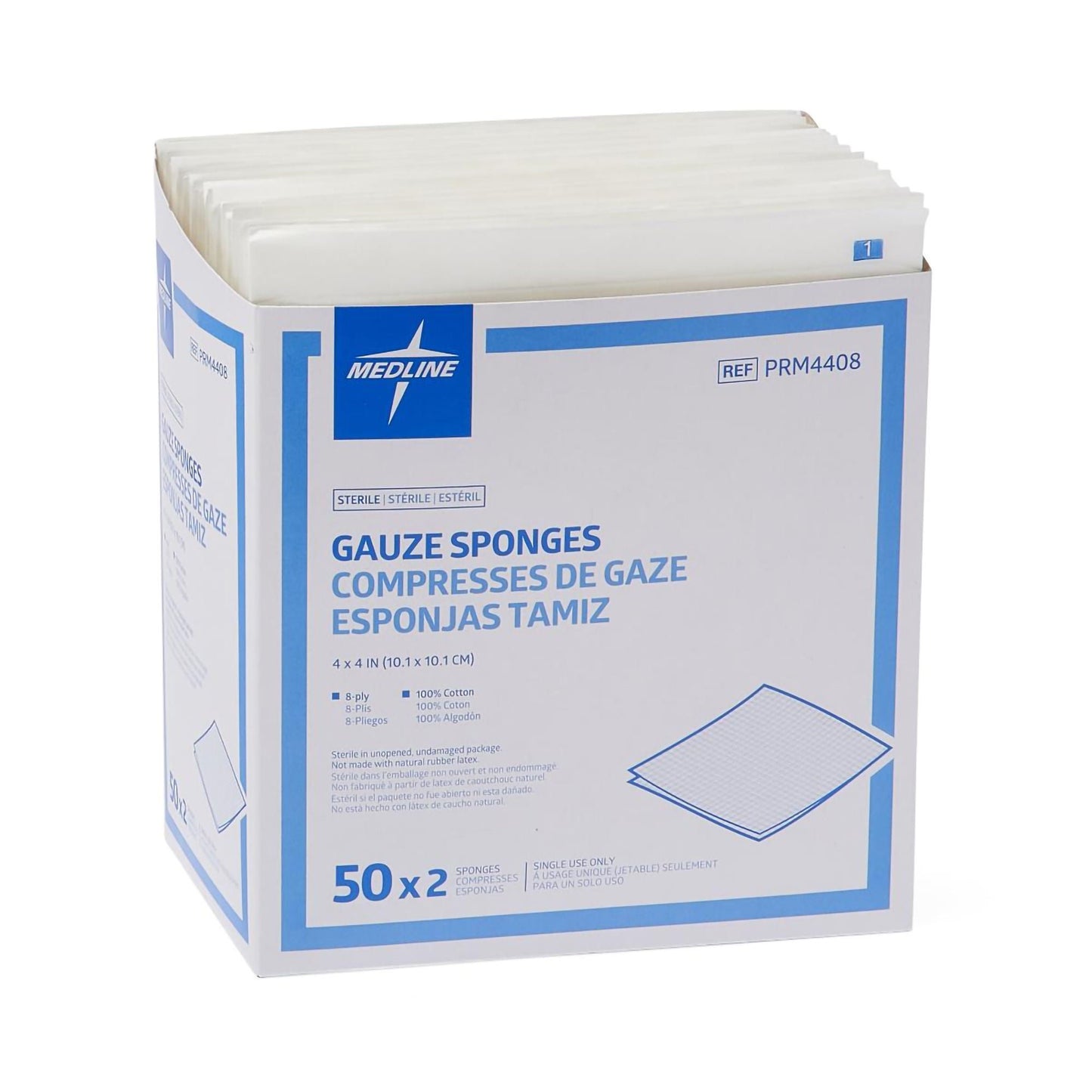 Caring® Sterile Gauze Sponge, 4 x 4 Inch, 8-Ply