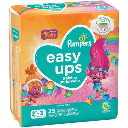 DIAPER, PAMPERS EASY UPS GIRL 2T/3T (25/PK 4PK/CS)