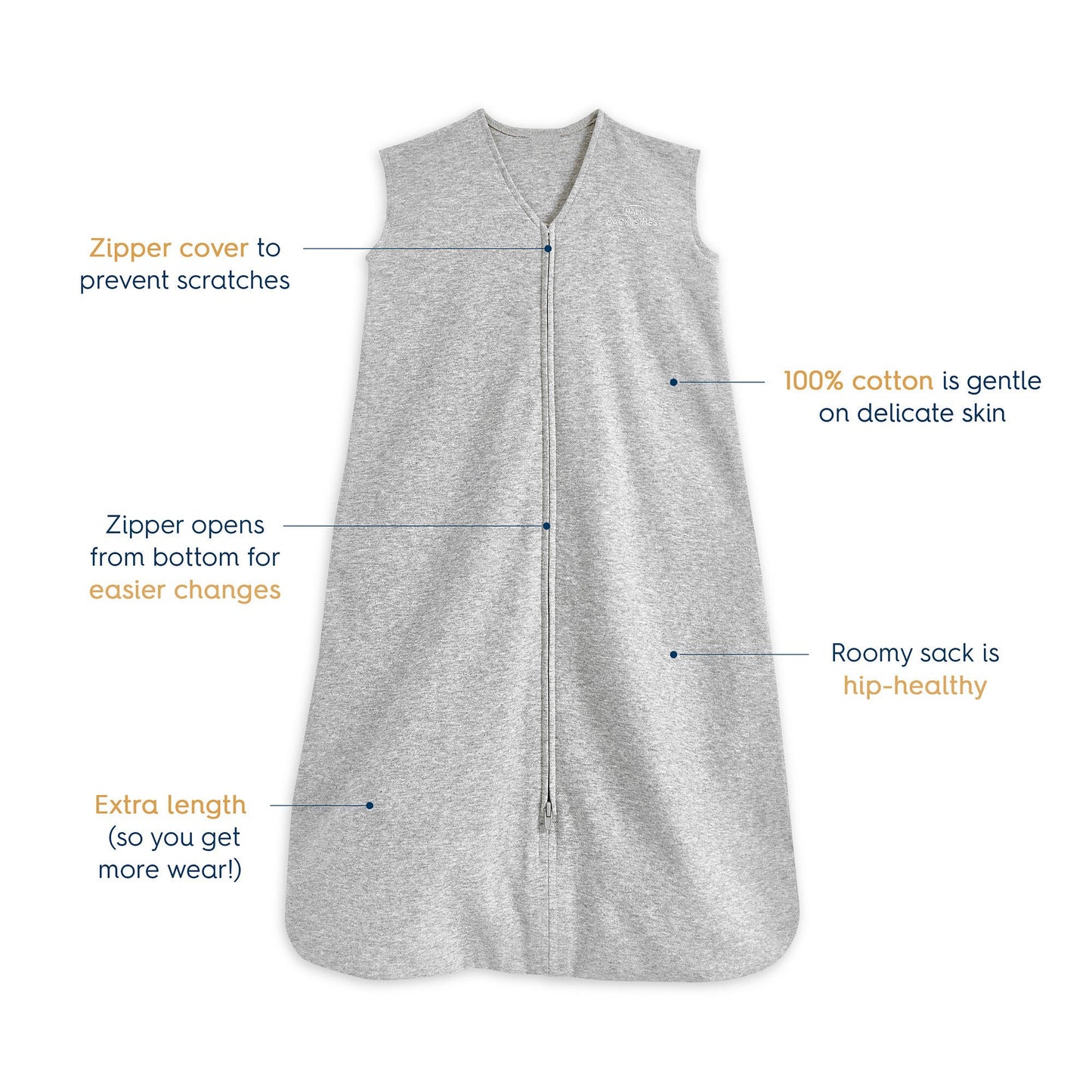 BLANKET, WEARABLE SLEEPSACK HEATHER GRY LG (3/CS)