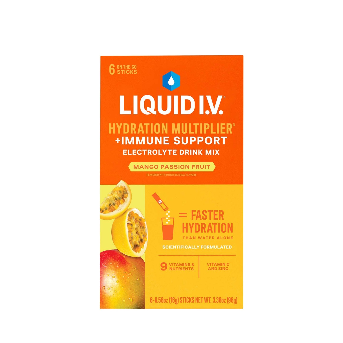 LIQUID IV, PDR IMMUNE SUPPORT MANGO PASNFRUT (6/PK 12PK/CS)