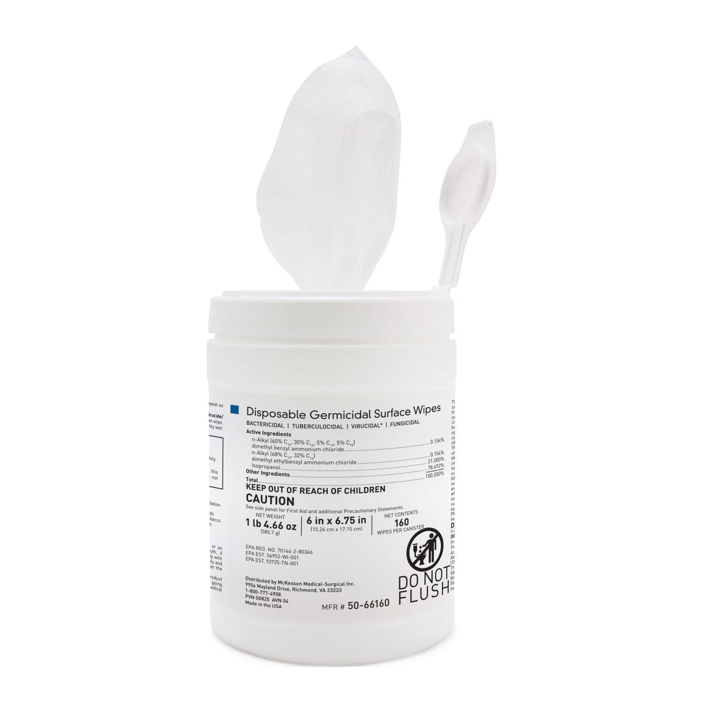 WIPE, GERMICIDE LG 6"X6.75" (160/BX 12BX/CS)