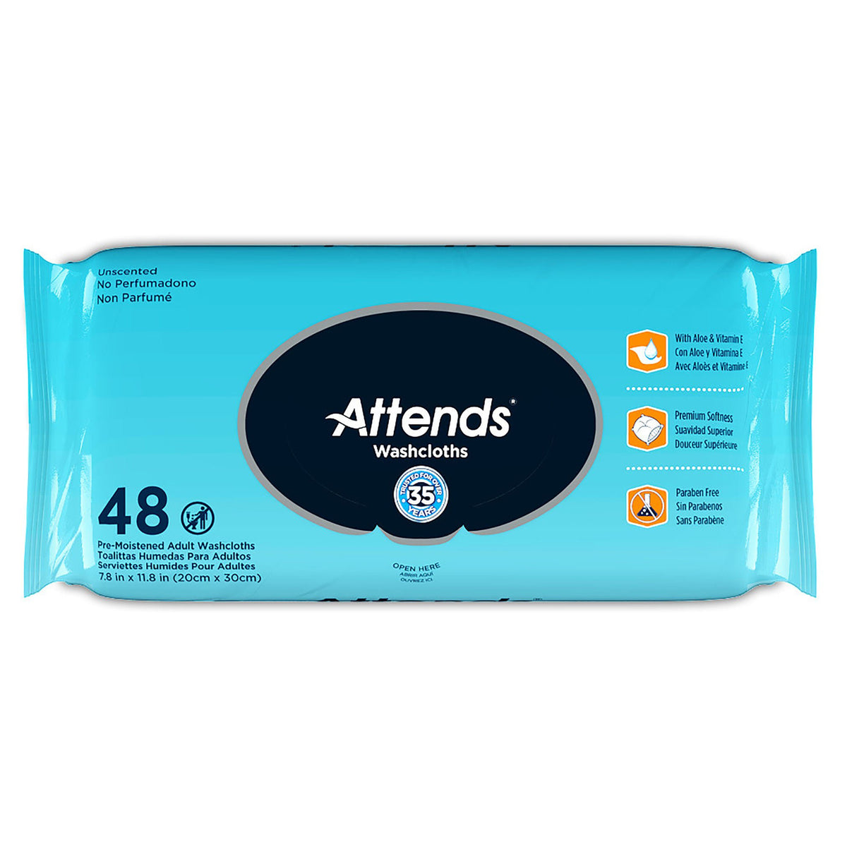 WASHCLOTH, UNSCENTED (48/PK 12PK/CS)