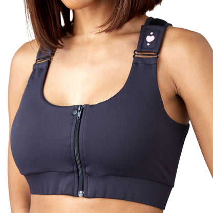 BRA, PST-OP SHIRL W/DBL ZIP FRNT CLSR STRAP BLK XLG (36/CS)