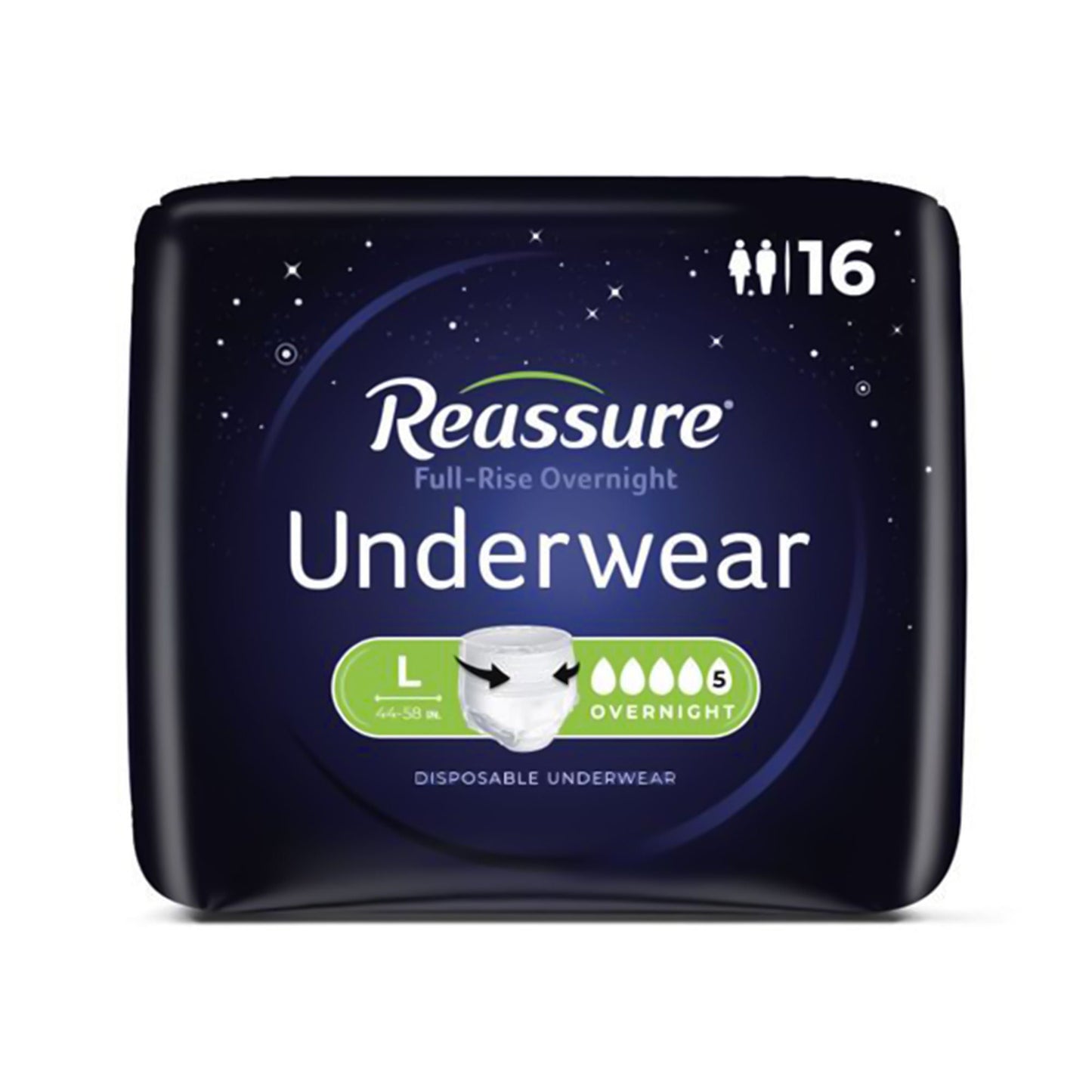Reassure® Full-Rise Overnight Absorbent Underwear, Heavy Absorbency, Large