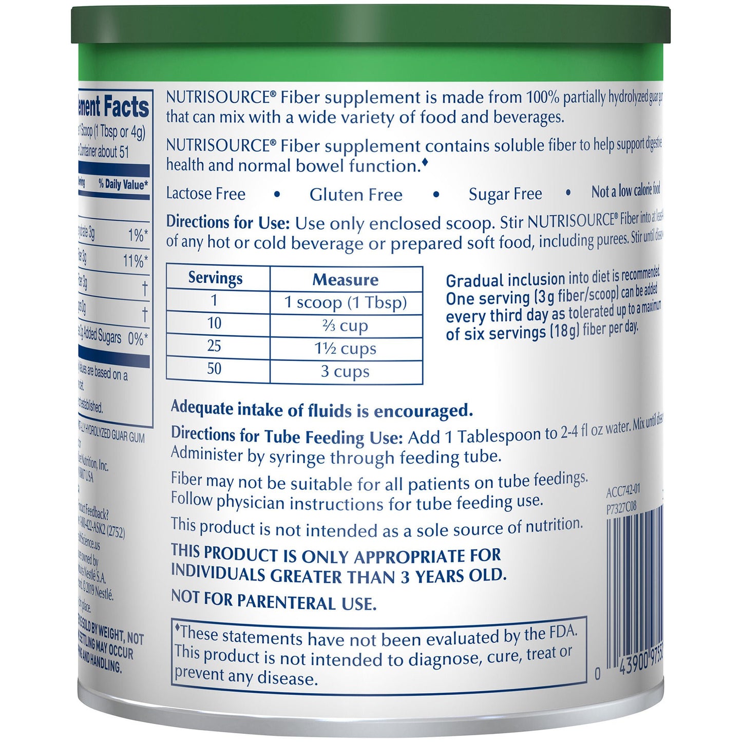 NUTRISOURCE FIBER, PDR 7.2OZ (4/CS)