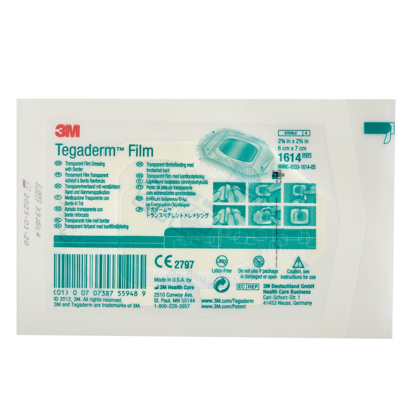 DRESSING, TEGADERM 2 3/8"X2 3/4" (100/BX 4BX/CS) 3M