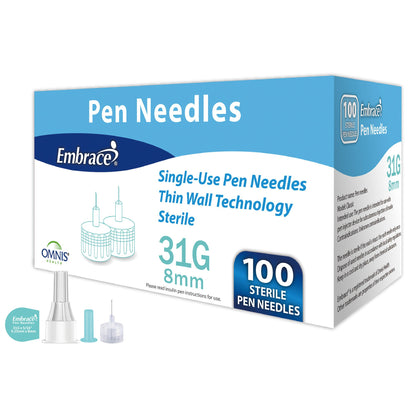 NEEDLE, PEN EMBRACE 31G/8MM (100/BX 20BX/CS)