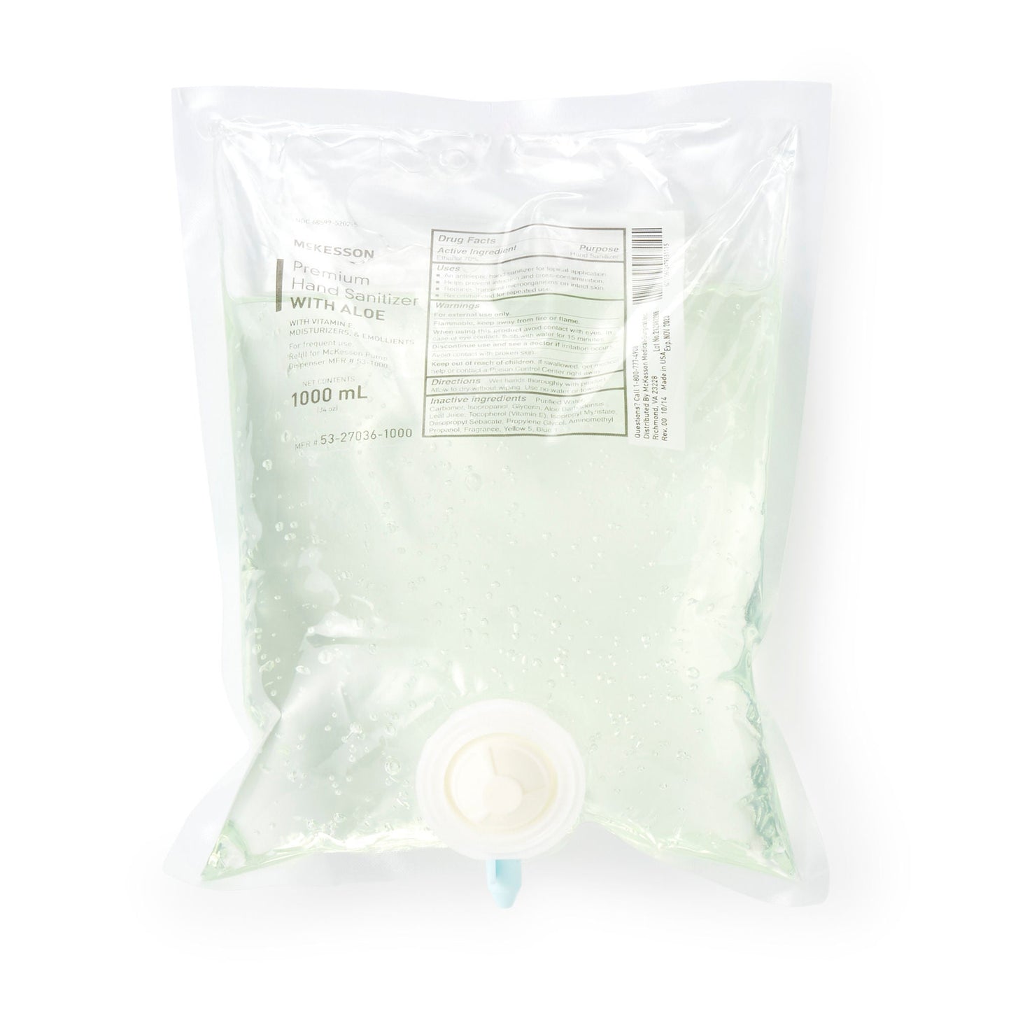 SANITIZER, HAND ALOE GEL REFILL 1000ML (10/CS)