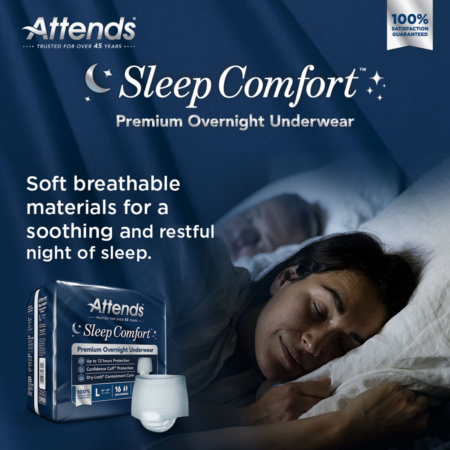 UNDERWEAR, INCONT SLEEP CMFRT PREM OVRNGHT LG (16/BG 4BG/CS)