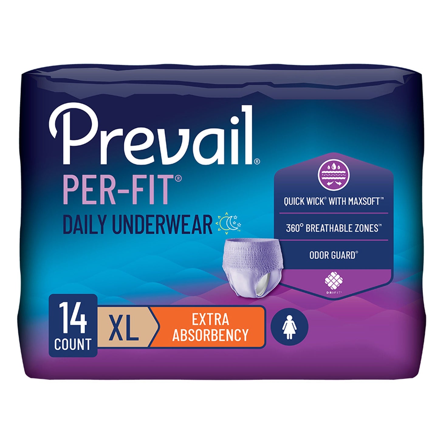 UNDERWEAR, PREVAIL PER-FIT WOMEN 58"-68" XLG (14/BG 4BG/CS)