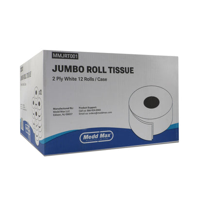 TISSUE, TOILET 2PLY 9" JUMBO WHT 3.5"X1000FT (12RL/CS)
