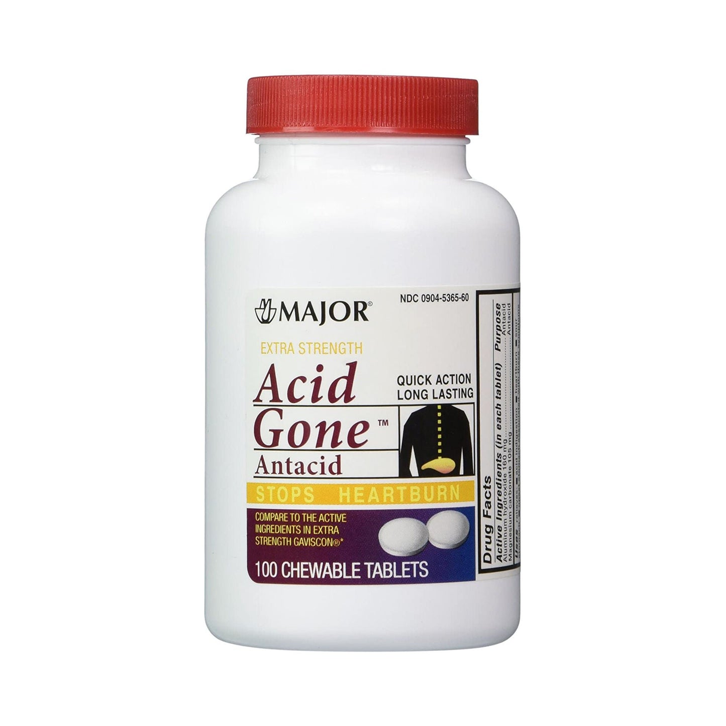 ACID BE GONE, TAB CHEW XS 105-160MG (100/BT)